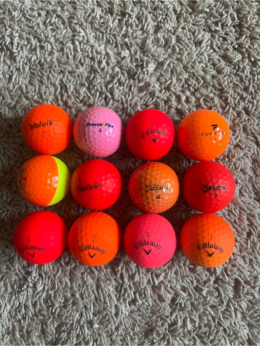Assorted Colored Golf Balls - Neon Orange/Pink/Red